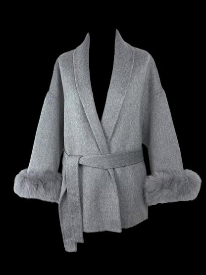 GREY WOOL TRENCH
