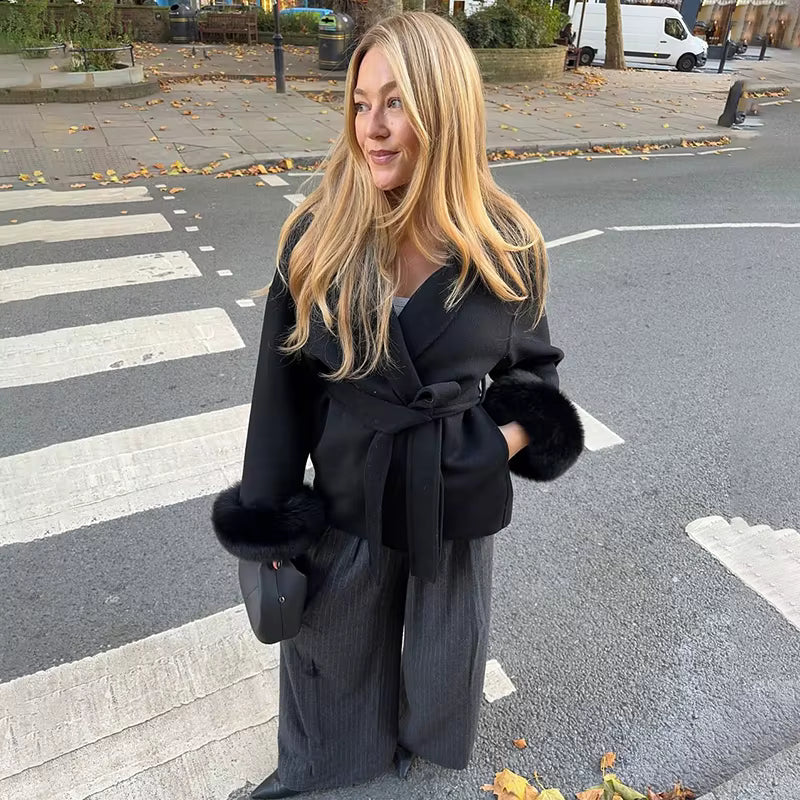 GREY WOOL TRENCH
