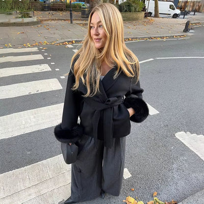 GREY WOOL TRENCH